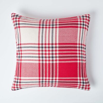 Homescapes Red Tartan Pattern Cushion Cover, 45 x 45 cm Homescapes Red Tartan Pattern Cushion Cover, 45 x 45 cm