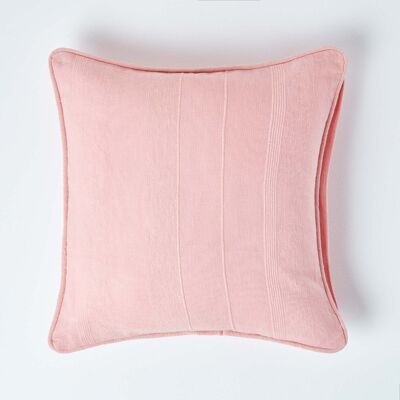 Homescapes Cotton Rajput Ribbed Pink Cushion Cover, 60 x 60 cm Homescapes Cotton Rajput Ribbed Pink Cushion Cover, 60 x 60 cm