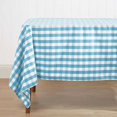 Homescapes Blue Block Check Gingham Tablecloth, 54 x 54 Inches Homescapes Blue Block Check Gingham Tablecloth, 54 x 54 Inches