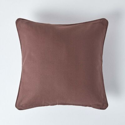 Homescapes Cotton Plain Chocolate Cushion Cover, 60 x 60 cm Homescapes Cotton Plain Chocolate Cushion Cover, 60 x 60 cm