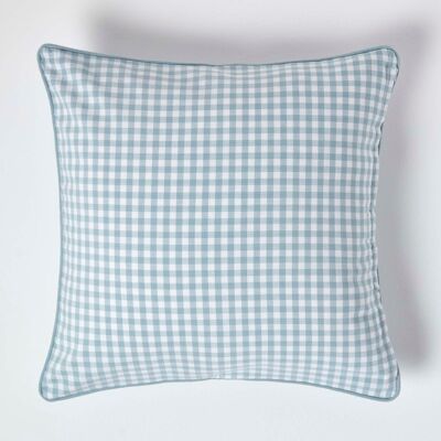Homescapes Cotton Gingham Check Blue Cushion Cover, 60 x 60 cm Homescapes Cotton Gingham Check Blue Cushion Cover, 60 x 60 cm