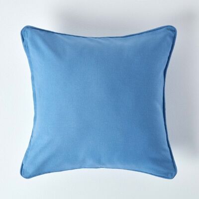 Homescapes Cotton Plain Air Force Blue Cushion Cover, 60 x 60 cm Homescapes Cotton Plain Air Force Blue Cushion Cover, 60 x 60 cm