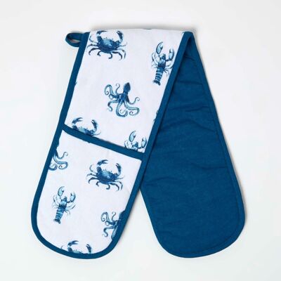 Homescapes 100% Cotton Sea Animal Kitchen Apron, 92 x 18 cm, Blue, Generously Padded Homescapes 100% Cotton Sea Animal Kitchen Apron, 92 x 18 cm, Blue, Generously Padded