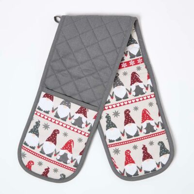 Homescapes Cotton Gonk Double Oven Glove, 92 x 18 cm, Grey, Festive, Generously Padded, Handcrafted, Machine Washable, Durable, OEKO-TEX Certified Homescapes Cotton Gonk Double Oven Glove, 92 x 18 cm, Grey, Festive, Generously Padded, Handcrafted, Machine Washable, Durable, OEKO-TEX Certified