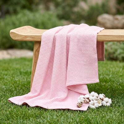 Homescapes 100% Organic Cotton Waffle Baby Blanket Throw, 125 x 150 cm, Pink, Textured, Handcrafted, GOTS & OEKO-TEX Certified, 50 x 60" Homescapes 100% Organic Cotton Waffle Baby Blanket Throw, 125 x 150 cm, Pink, Textured, Handcrafted, GOTS & OEKO-TEX Certified, 50 x 60"