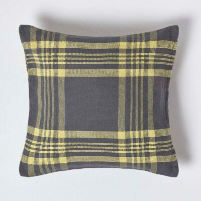 Homescapes Grey & Yellow Tartan Pattern Cushion Cover, 45 x 45 cm Homescapes Grey & Yellow Tartan Pattern Cushion Cover, 45 x 45 cm