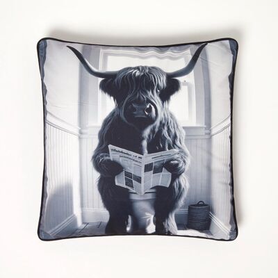 Homescapes Novelty Cushion, Quirky Cow on Toilet Throw Pillow , 45x45cm - OEKO-TEX Certified Homescapes Novelty Cushion, Quirky Cow on Toilet Throw Pillow , 45x45cm - OEKO-TEX Certified