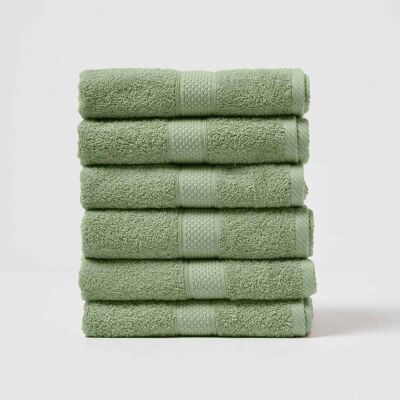 Homescapes - Sage Green Hand Towel Set - 6pc - Hand Towel Set Homescapes - Sage Green Hand Towel Set - 6pc - Hand Towel Set