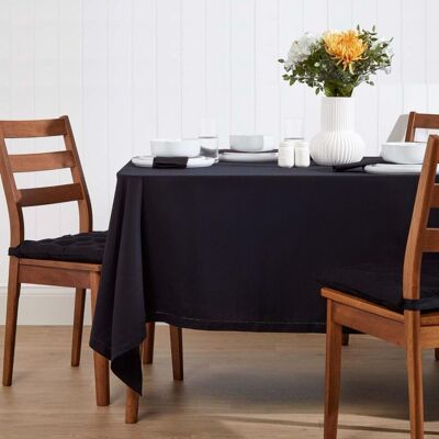 Homescapes 178x300cm Black Cotton Tablecloth - Tablecloth Homescapes 178x300cm Black Cotton Tablecloth - Tablecloth