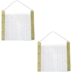 Homescapes Set of 2 Wooden Hanging Bird Feeder with Chain Homescapes Set of 2 Wooden Hanging Bird Feeder with Chain