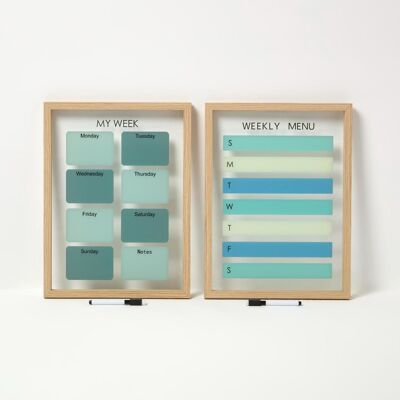 Homescapes Set of 2 Weekly Memo Board & Meal Planner, 30 x 40 x 2 cm, Blue, Reusable, Eco-friendly, Pens Included, Wall Mounted Homescapes Set of 2 Weekly Memo Board & Meal Planner, 30 x 40 x 2 cm, Blue, Reusable, Eco-friendly, Pens Included, Wall Mounted