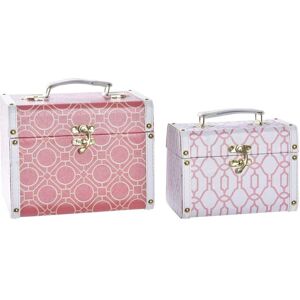 Wooden canvas storage box DKD Home Decor 24x18x19 cm (x2) One size Wooden canvas storage box DKD Home Decor 24x18x19 cm (x2) One size