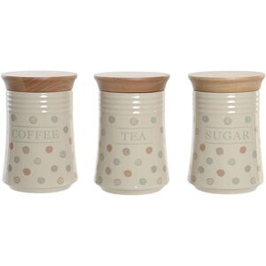 Dkd Home Decor Beige Bamboo Stoneware Polka dots - Storage Container Dkd Home Decor Beige Bamboo Stoneware Polka dots - Storage Container