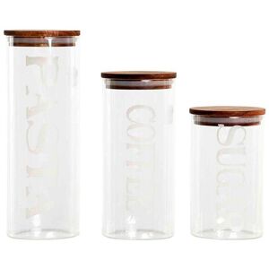 Borosilicate glass jar with lid DKD Home Decor Acacia 10,2x10,2x27,7 cm (x3) One size Borosilicate glass jar with lid DKD Home Decor Acacia 10,2x10,2x27,7 cm (x3) One size