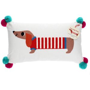 Embroidered cushion with pom poms Rex London Sausage Dog Mixte 33,0 cm x 50,0 cm x 12,0 cm Embroidered cushion with pom poms Rex London Sausage Dog Mixte 33,0 cm x 50,0 cm x 12,0 cm