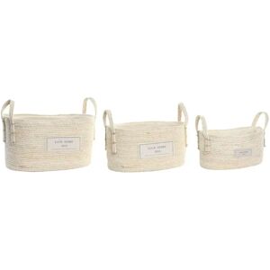 Cotton storage basket DKD Home Decor 34x23x20 cm (x3) One size Cotton storage basket DKD Home Decor 34x23x20 cm (x3) One size