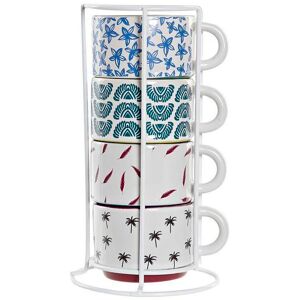 Stoneware metal mug DKD Home Decor 150 ml (x4) One size Stoneware metal mug DKD Home Decor 150 ml (x4) One size