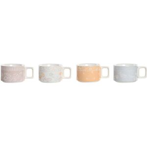 Bamboo metal coffee cup dolomite DKD Home Decor (x4) One size Bamboo metal coffee cup dolomite DKD Home Decor (x4) One size