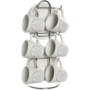 Cup with saucers in stoneware metal DKD Home Decor 180 ml 12x12x2 cm One size Cup with saucers in stoneware metal DKD Home Decor 180 ml 12x12x2 cm One size