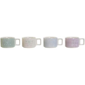 Bamboo metal coffee cup dolomite DKD Home Decor (x4) One size Bamboo metal coffee cup dolomite DKD Home Decor (x4) One size
