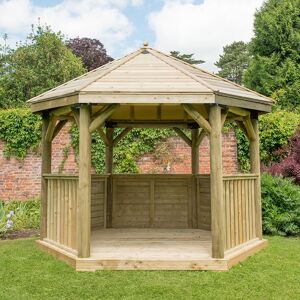 Forest Garden 12'x10' (3.6x3.1m) Luxury Wooden Garden Gazebo with Traditional Timber Roof - Seats up to 10 people Forest Garden 12'x10' (3.6x3.1m) Luxury Wooden Garden Gazebo with Traditional Timber Roof - Seats up to 10 people