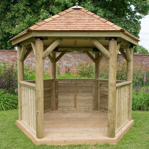 Forest Garden 10'x9' (3x2.7m) Luxury Wooden Garden Gazebo with New England Cedar Roof - Seats up to 10 people Forest Garden 10'x9' (3x2.7m) Luxury Wooden Garden Gazebo with New England Cedar Roof - Seats up to 10 people