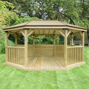 Forest Garden 17'x12' (5.1x3.6m) Premium Oval Wooden Garden Gazebo with Timber Roof - Seats up to 22 people Forest Garden 17'x12' (5.1x3.6m) Premium Oval Wooden Garden Gazebo with Timber Roof - Seats up to 22 people