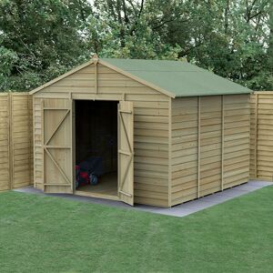 Forest Garden 10' x 10' Forest 4Life 25yr Guarantee Overlap Pressure Treated Windowless Double Door Apex Wooden Shed (3.21m x 3.01m)