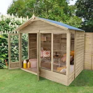 Forest Garden 8' x 6' Forest 4Life 25yr Guarantee Double Door Apex Summer House - 4 Windows (2.61m x 1.82m)