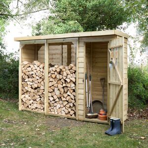 Forest Garden 8'11 x 2'10 Forest Pent Large Overlap Logstore with Tool Storage (2.7m x 0.9m)