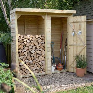 Forest Garden 5'12 x 2'10 Forest Pent Medium Overlap Logstore with Tool Storage (1.8m x 0.9m)