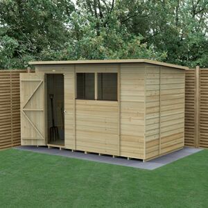 Forest Garden 10' x 6' Forest Beckwood 25yr Guarantee Shiplap Pressure Treated Pent Wooden Shed (3.11m x 2.05m)