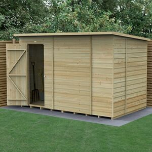 Forest Garden 10' x 6' Forest Beckwood 25yr Guarantee Shiplap Pressure Treated Windowless Pent Wooden Shed (3.11m x 2.05m)