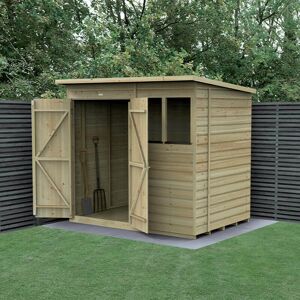 Forest Garden 7' x 5' Forest Beckwood 25yr Guarantee Shiplap Pressure Treated Double Door Pent Wooden Shed (2.26m x 1.7m)