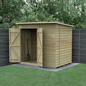 Forest Garden 7' x 5' Forest Beckwood 25yr Guarantee Shiplap Pressure Treated Windowless Double Door Pent Wooden Shed (2.26m x 1.7m)