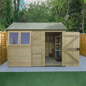 Forest Garden 10' x 6' Forest Timberdale 25yr Guarantee Tongue & Groove Pressure Treated Reverse Apex Shed (3.06m x 1.98m)