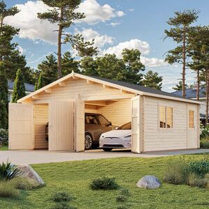 Palmako Roger 5.7m x 5.1m Log Cabin Double Garage - Double Doors Palmako Roger 5.7m x 5.1m Log Cabin Double Garage - Double Doors