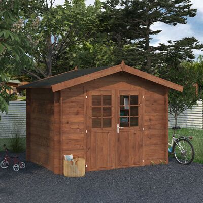 Palmako Valentine Log Cabin Shed - 28mm - Brown - Garden Shed Palmako Valentine Log Cabin Shed - 28mm - Brown - Garden Shed