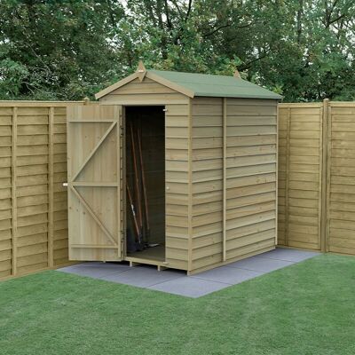 Forest Garden 6' x 4' Forest 4Life 25yr Guarantee Overlap Pressure Treated Windowless Apex Wooden Shed (1.88m x 1.34m) Forest Garden 6' x 4' Forest 4Life 25yr Guarantee Overlap Pressure Treated Windowless Apex Wooden Shed (1.88m x 1.34m)