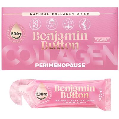 Benjamin Button 12,000mg Marine Collagen Drink - Strawberry Liquid Sachets - Perimenopause Support Benjamin Button 12,000mg Marine Collagen Drink - Strawberry Liquid Sachets - Perimenopause Support