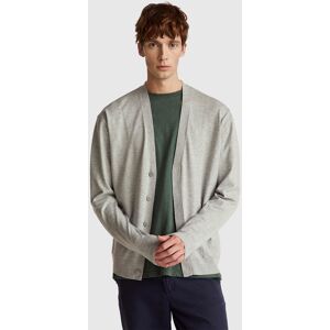 United Colors of Benetton Benetton, Cardigan In Viscose Blend Knit, Light Gray, Men United Colors of Benetton Benetton, Cardigan In Viscose Blend Knit, Light Gray, Men