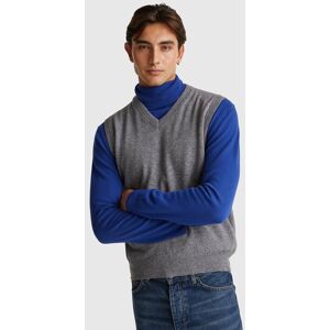United Colors of Benetton Benetton, Gray Vest In Pure Merino Wool, Dark Gray, Men United Colors of Benetton Benetton, Gray Vest In Pure Merino Wool, Dark Gray, Men