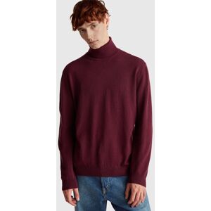 United Colors of Benetton Benetton, Plum Turtleneck In Pure Merino Wool, Burgundy, Men United Colors of Benetton Benetton, Plum Turtleneck In Pure Merino Wool, Burgundy, Men