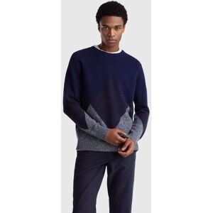 United Colors of Benetton Benetton, Diamond Sweater In Wool Blend, Dark Blue, Men United Colors of Benetton Benetton, Diamond Sweater In Wool Blend, Dark Blue, Men