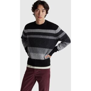 United Colors of Benetton Benetton, Striped Sweater In Shetland Wool, Black, Men United Colors of Benetton Benetton, Striped Sweater In Shetland Wool, Black, Men