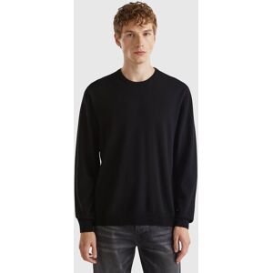 United Colors of Benetton Benetton, Black Sweater In Pure Merino Wool, Black, Men United Colors of Benetton Benetton, Black Sweater In Pure Merino Wool, Black, Men