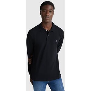 United Colors of Benetton Benetton, Long Sleeve Cotton Polo, Black, Men United Colors of Benetton Benetton, Long Sleeve Cotton Polo, Black, Men