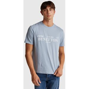 United Colors of Benetton Benetton, T-shirt In Cotton With Logo, Sky Blue, Men United Colors of Benetton Benetton, T-shirt In Cotton With Logo, Sky Blue, Men