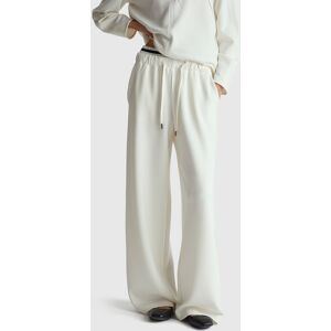 United Colors of Benetton Benetton, Wide Trousers In Stretch Modal, Creamy White, Women United Colors of Benetton Benetton, Wide Trousers In Stretch Modal, Creamy White, Women