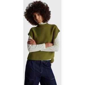 United Colors of Benetton Benetton, Turtleneck Vest In Wool Blend, Military Green, Women United Colors of Benetton Benetton, Turtleneck Vest In Wool Blend, Military Green, Women